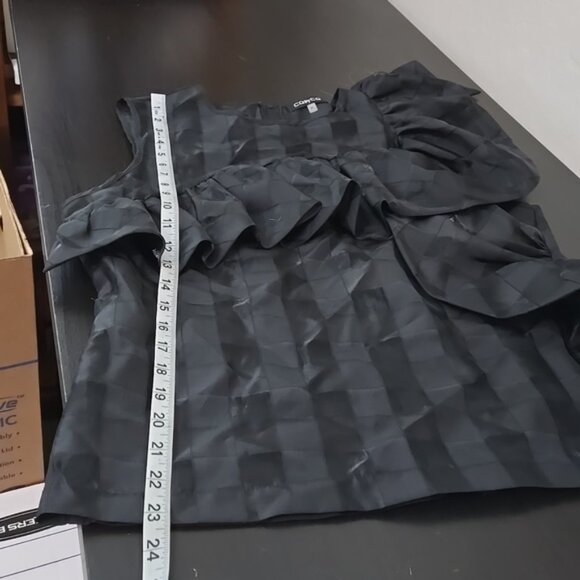 CQ by CQ Windowpane Ruffled Asymmetrical Black Zipper in Back Size M - Picture 14 of 14